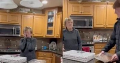 Grandmother Tears Up When Her Grown Grandchildren Surprise Her With Sleepover 