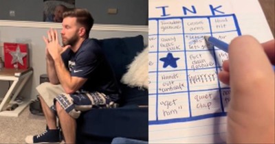 Man's Intense Reactions To Football Game Turned Into Hilarious Bingo Game By Wife