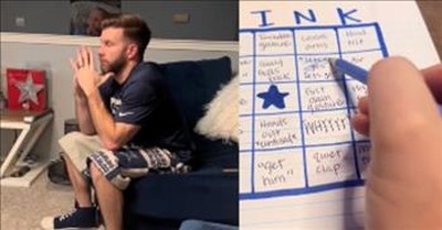 Man's Intense Reactions To Football Game Turned Into Hilarious Bingo Game By Wife 