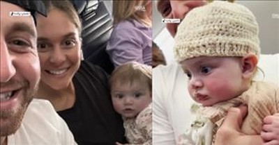 Kind Woman Makes Cute Hat For Adorable Baby On Plane 