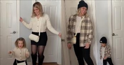 Mom And Adorable 2-Year-Old Daughter Dress Exactly Alike 
