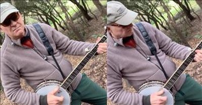 Comedian And Actor Steve Martin Strumming On The Banjo 