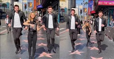 Lindsey Stirling And Gardiner Brothers Dazzling Performance On Hollywood Walk Of Fame 