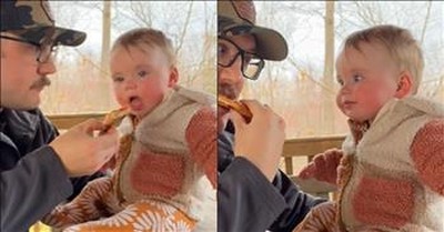 Adorable Child's Priceless Reaction To First Bite Of Pizza 