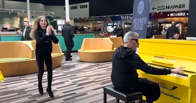 Young Woman Breaks Out The Dance Moves In Public To Piano Melody