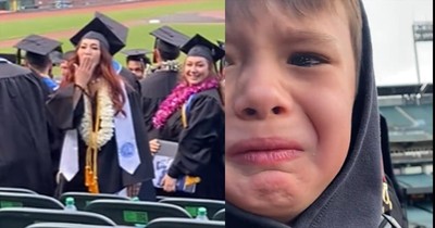 Young Man's Emotional Reaction to Mother's College Graduation Captures Hearts