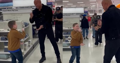 Dwayne Johnson Adorable Rock, Paper, Scissors Moment With Child In Target