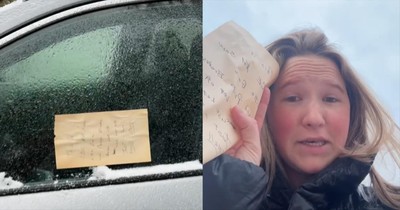 Woman Finds Sweetest, Most Heartwarming Note from Elderly Neighbor on Her Car