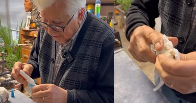 Elderly Man Comes Up with the Funniest At-Home Tooth Repair