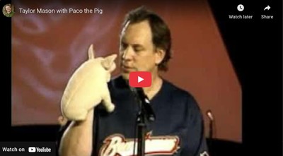 Taylor Mason with Paco the Pig