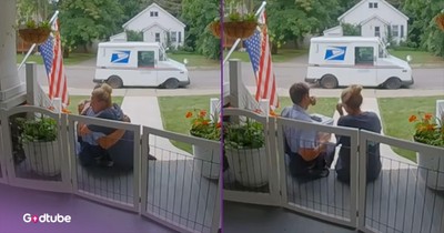 Kindhearted Mailman Comforts Woman During Difficult Moment