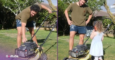 This Dad’s Lawnmower Lesson for His Daughter Didn’t Quite Work Out