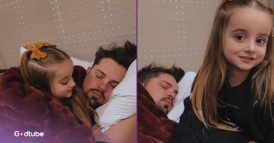 Big Sister Prays for Her Dad and Sets a Beautiful Example for Younger Sibling