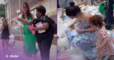 A Group of New Yorkers Exchange Greeting Cards in Sweet Chance Meeting