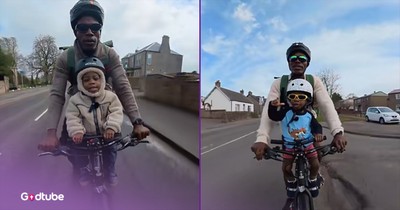 Little Boy Asks Most Precious Questions While Riding Bike with Dad
