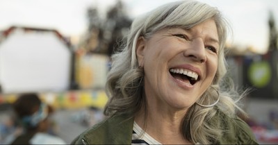 senior woman laughing happily