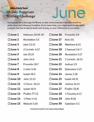 June S 30 Day Scripture Writing Challenge Inside Bst
