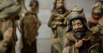 Wisemen figurines in Christmas nativity or creche scene, Encountering Christ this Christmas
