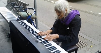 Elderly Woman Sits at Street Piano and Stuns Everyone