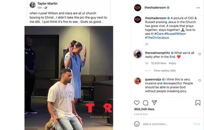 Stranger Secretly Snaps Pic of Russell Wilson & Ciara's Private Worship  Moment, Public Reactions Are Mixed