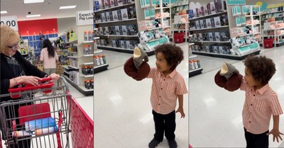 Adorable Young Man and Puppet Sing 'I'll Be There' for Target Shopper