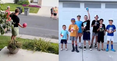 Teenager with Down Syndrome Enjoys Playing Kickball after Parents Organize Neighborhood Game