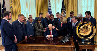 White House Faith Office Kicks Off with Prayer Circle around President Trump