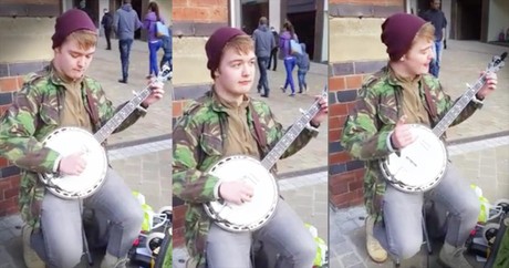 Man On The Street Plays Both Parts Of 'Dueling Banjos'