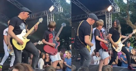 Young Man Pulled Up On Stage Wows Crowd with Stunning Guitar Performance