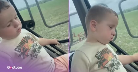 Adorable Little Guy Tries His Best to Stay Awake on the Farm