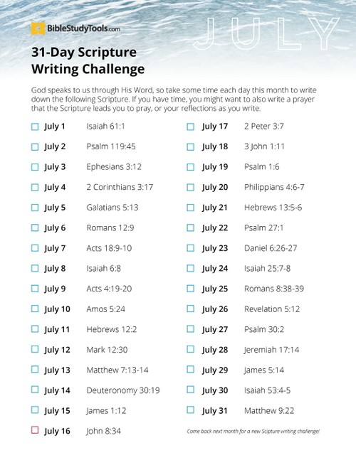 July Scripture Writing Guide