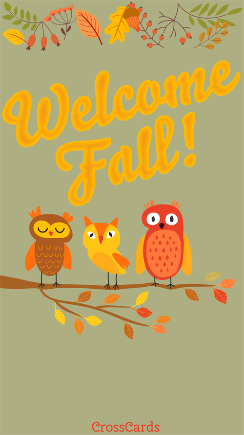 Welcome Fall Owls! ecard, online card