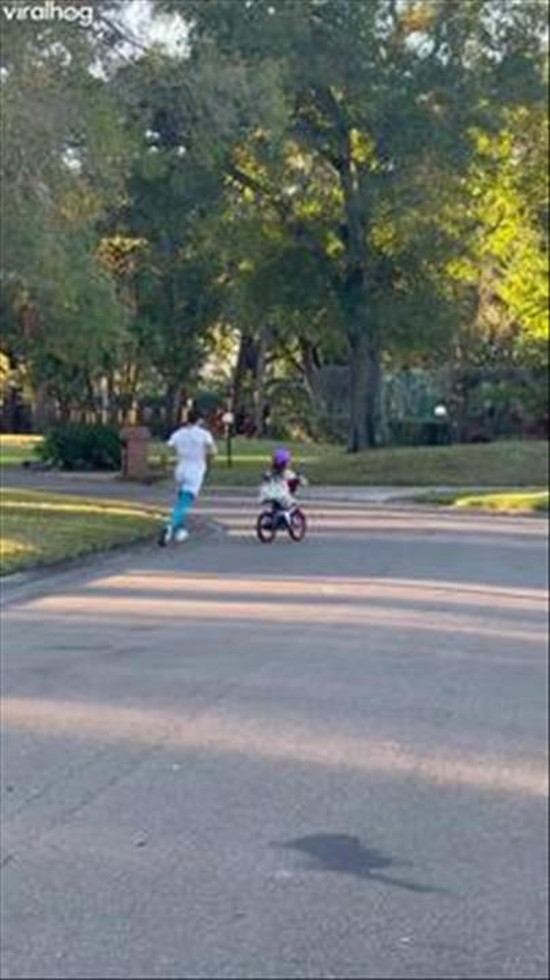 Daughter's Unforgettable Reaction To First Bike Ride