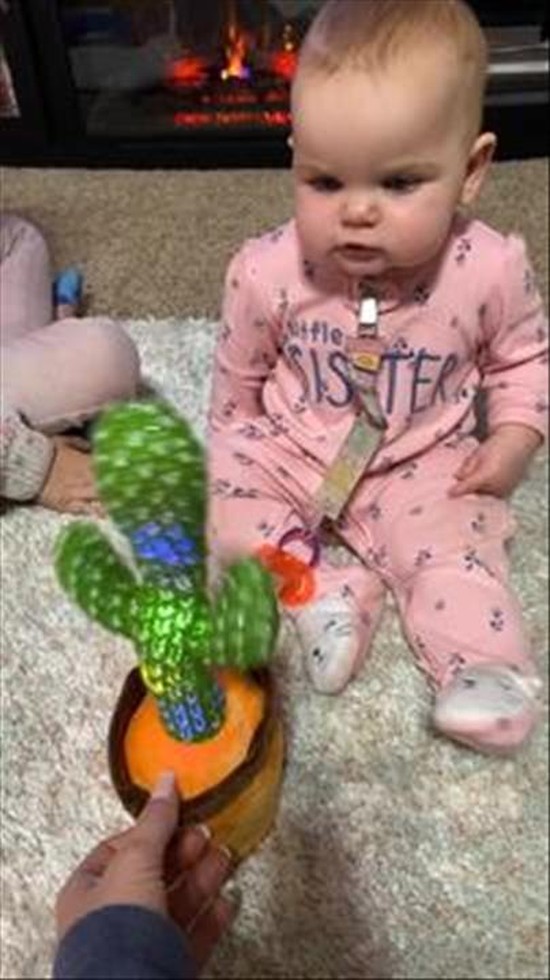 Baby Has in Depth Conversation With Talking Cactus Toy