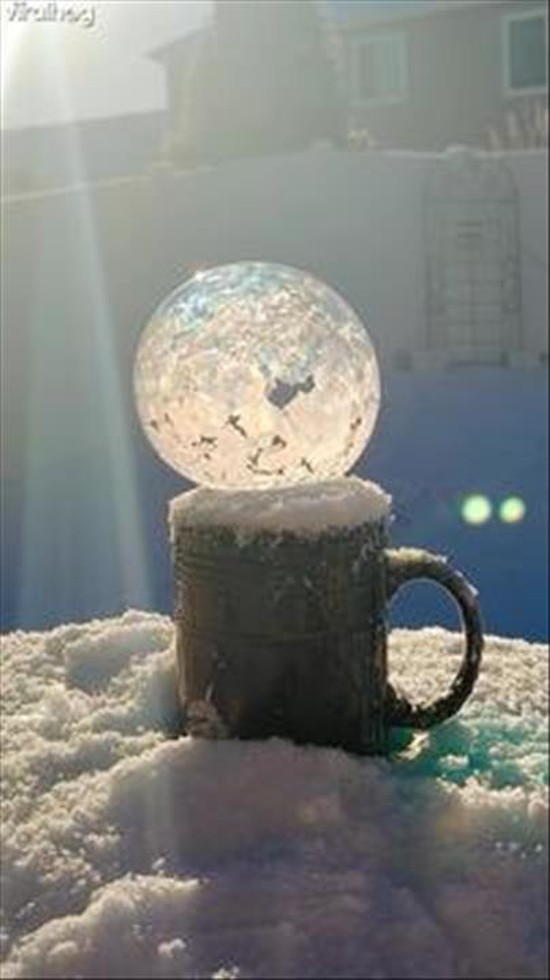 Soap Bubble Turns To Crystal Globe In Frigid Cold