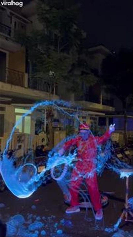 Blue Neon Bubble Show