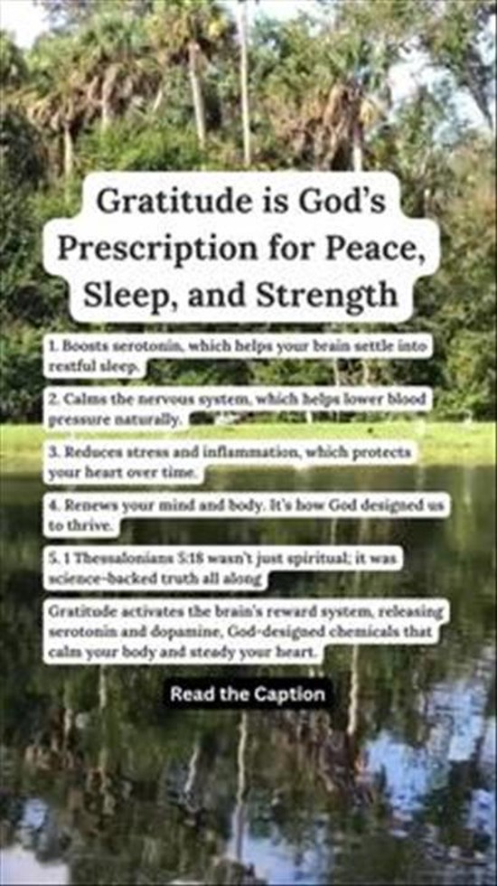 Gratitude is God's Prescription for Peace, Sleep and Strength