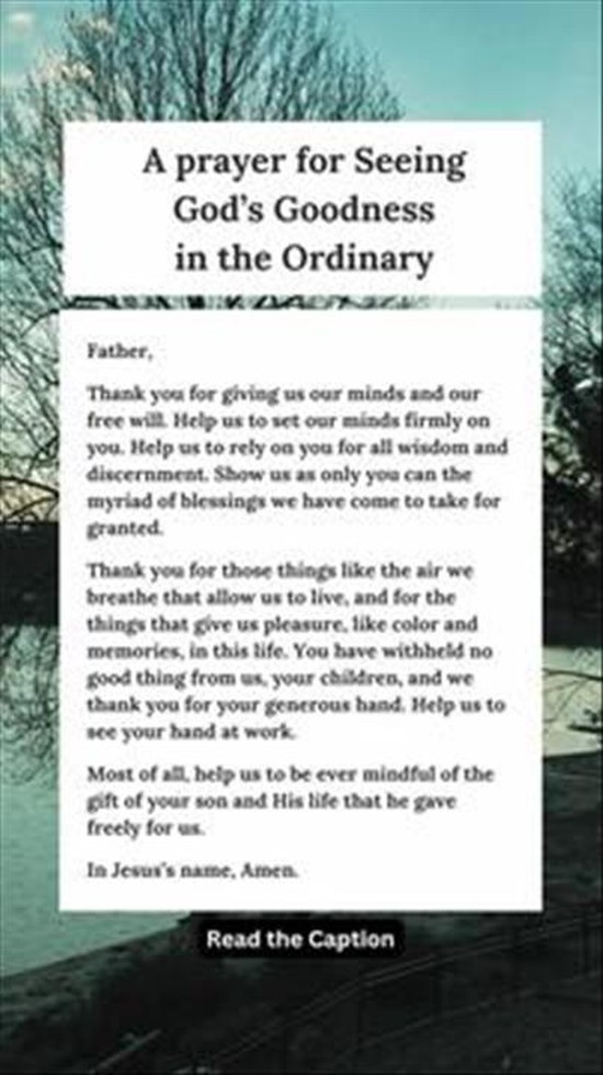 A Prayer for Seeing God's Goodness in the Ordinary