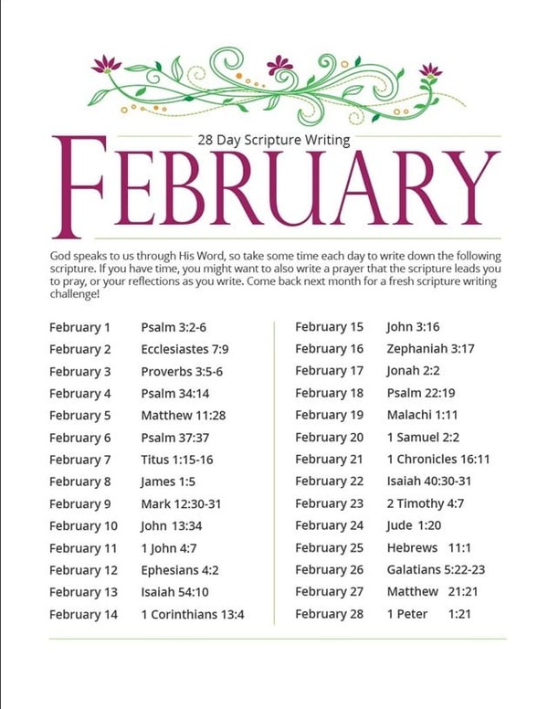 February Scripture Writing Plan