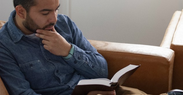 man reading bible thinking Proverbs 23:7