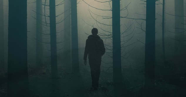 man wandering into dark forest blind leading blind