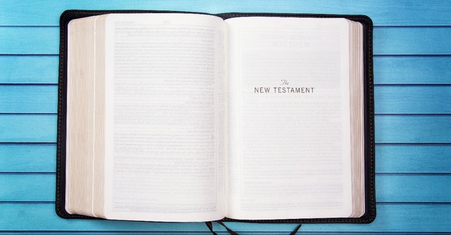 Bible opened to the New Testament