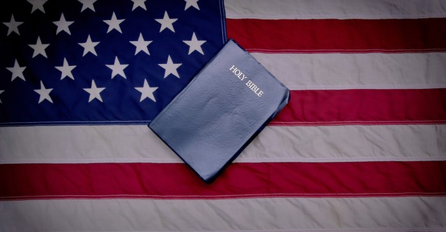 Bible on top of the American flag