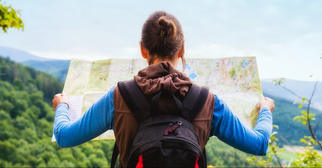 Woman looking at a map