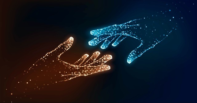 Hands reaching out for each other; how is jesus different from god the father?