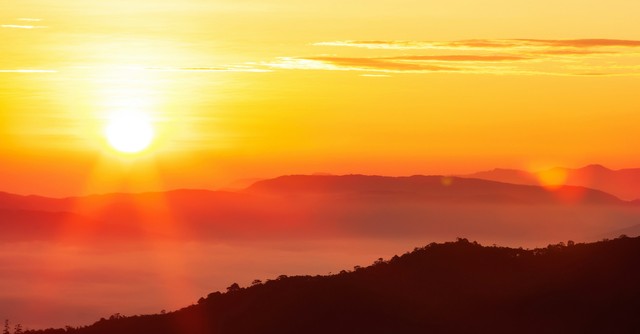 dawn at sunrise at mountain scene, darkest before the dawn