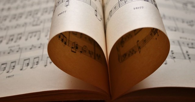 hymn book pages in the shape of a heart