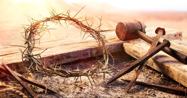 Nails, cross, crown of thorns