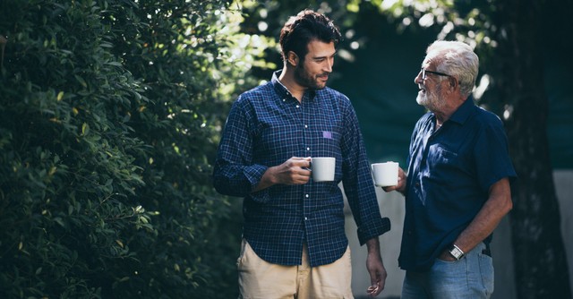 Two men talking to each other,