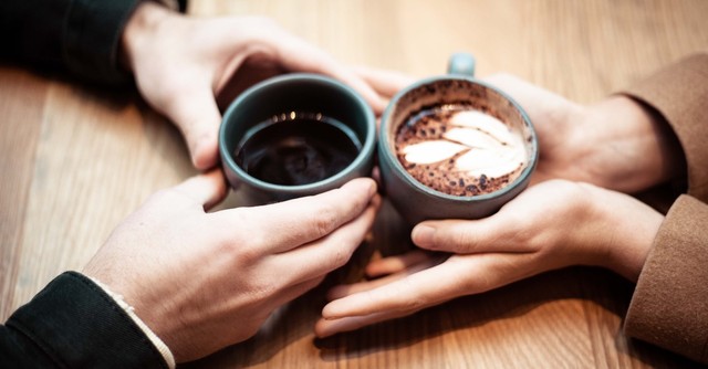 Friends talking over coffee